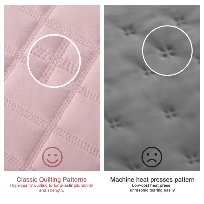 KASENTEX Oversized King Quilt Set 112"x106" â€“ Soft Washed 3-Layer Lightweight California King Bedspread, Minimalist Nordic Design, All-Season Spring & Summer Quilt Set (1 Quilt + 2 Pillow Shams), Blush Pink - Image 5